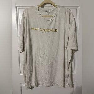 Karl Lagerfeld Cream T-Shirt with Gold Logo